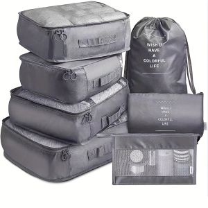 【NEW A 】Seven-Piece Travel Storage Bag Set Luggage Clothing Organization Bag Travel Clothes and Underwear Sorting and Storage Bag