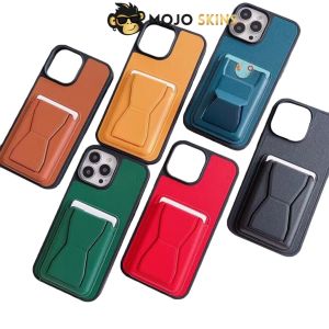 [MojoSkins] PU Leather Wallet Card Slot case with stand iP 13 Pro Max 12 Pro Max 11 Casing Cover Drop Protection