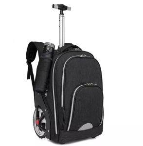 Business Trolley Laptop Backpack Bag with Wheels Handle | School Travel Cabin Luggage Bags For Men Women | Waterproof Resistance - Black