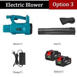 388Vf Electric Blower 2000w 6-speed Adjustable Cordless Leaf Blower 20000mAh High Power Industrial Vacuum Cleaner for Makita 18V Battery Household Blowing Dust Blowing Snow Tool
