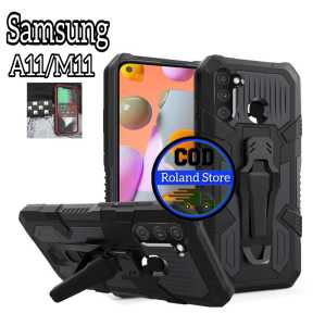 Casing HP untuk Samsung Galaxy A11/M11 Case Armor Belt Clip Case Robot Terbaru Hardcase i-Crystal