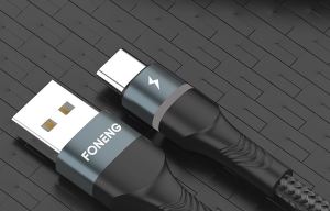 Foneng X70 X76 X78 X79 LED 66W 3A 3 In 1 Glue Drop Double Weaved Bend Nylon Game Data Gaming Cable - Type C Lightning Micro USB 142 Pcs Copper Wire Stretch Better Transmission Fast Safe Charge Smart Charging Durable Flexible High Speed