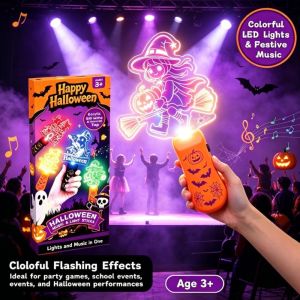 GAOSU Halloween Lamp LED Glow Sticks with Sound Snowman Elk Santa Claus Christmas Music Glowing Toy Festive Lighting Colorful Christmas Wands Christmas Party