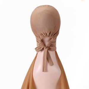 UNIITY 17570cm Khăn hijab tức thì cho người Hồi giáo Vải chiffon Màu sắc đồng nhất Khăn quàng đầu Thoáng khí Băng đô bên trong Khăn quấn đầu Turbante Phụ kiện nữ