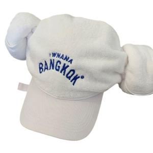 หมวกเบสบอลผ้าขนหนูปักลายตัวอักษรสำหรับเด็กผู้หญิงหมวกซาวน่าสุดสร้างสรรค์หมวกผ้าเช็ดตัวคอตตอนสำหรับวัยรุ่นผู้หญิงมีเขาที่คาดผมตลก