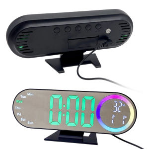【Chinatera】 Digital Alarm Clocks with USB Powered Loud Alarms Clock Large Display Mirror Desk Clocks for Bedside Desk Bedrooms Living Room