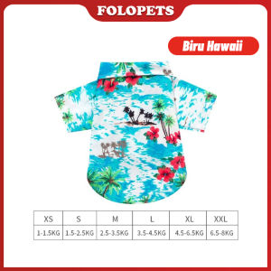 FOLOPETS Baju Anjing Kucing Aloha Hawai | Kemeja T-Shirt Motif Pantai Santai - Kostum Lucu Flanel Pet - Baju Lucu Kucing Anjing Kemeja Flanel Motif Pantai Santai
