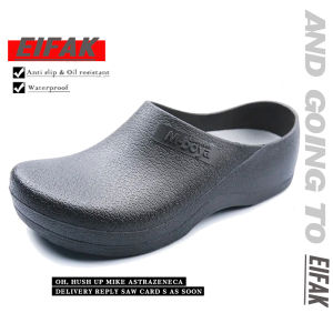 EIFAK Clog Chef Shoes Men Women Black Rubber Kitchen Shoes Casual Half Shoes Waterproof Garden Shoes Formal Safety Work Shoes Oil-proof Master Cook Hotel Soft Half Slippers for Nurse Shoes