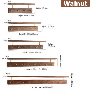 [SG]Solid Wood Hooks Wall Hanger Hook Entrance Bathroom Kitchen Walnut High-end Coat Hook with Shelf
