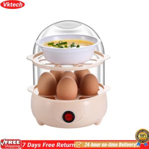 【Ready】【Vktech】 160W 220V Multifunctional Electric Egg Boiler 6Eggs/Layer Hard Boiled Egg Poacher Automatic Power-Off for Home Kitchen Use