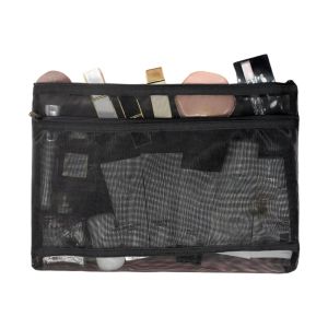 NEXTYOO Double Layered Mesh Cosmetic Bag Cosmetic Organization Mesh Transparent Makeup Pouch S/M/L Capacity Toiletry Beauty Case Beauty Storage