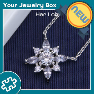 Her Lab Jewelry | Korean style high-end diamond pendant sterling silver 50-point moissanite womens snowflake necklace Expensive high-end accessories 100% passed the diamond detector imported gemstone wedding gift