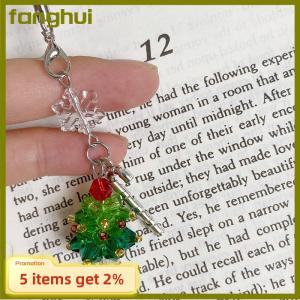fanghui Y2K Trendy Christmas Tree Keychain Cute Star Tassel Keyring Pendant Ins Style Aesthetic Girly Phone Lanyard Bag Charms Xmas Gift