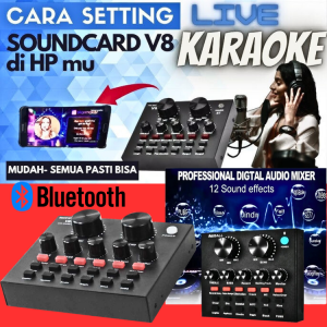 PUCUK TaffSTUDIO Soundcard Bluetooth Live Broadcast Mic Karaoke konten kreator podcast Audio USB V8S