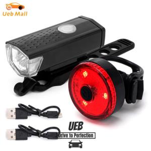 [UEB Mall]ไฟท้ายจักรยานและไฟหน้าจักรยานด้านหลังไฟหน้าแบบชาร์จไฟได้ 3 โหมดจักรยานแสงที่ปลอดภัยสำหรับการขี่จักรยานกลางแจ้ง