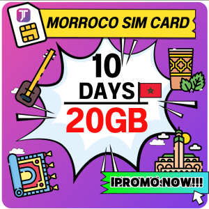 JTravel【 Morocco SIM Card 】Unlimited GB 10GB 20GB Travel Prepaid SIM Card 摩洛哥SIM 摩洛哥上网卡 A