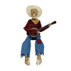 Animated Banjo Skeleton with Glowing eye Halloween Decorations Halloween Animatronics Banjo Skeletons Decorations
