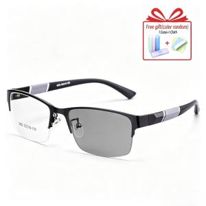 Business Mens Photochromic Graded Glasses for Nearsighted with Graded  Myopia Eyeglasses Fashion Half Frame Glasses