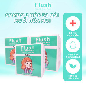 Combo 3 Hộp Muối Biển NewZealand Tinh Khiết FLUSH Rửa Mũi Cho Trẻ Hộp 30 Gói