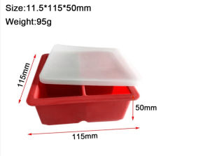 High Quality 4 Cavity Jumbo Big Clear Ice Cube Tray Easy Release FDA Personalized Silicone Mould Mold