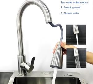 Xinkunlong อ่างล้างจานในครัวเรือน KL-T02-08ก๊อกน้ำสเตนเลสสตีลก๊อกน้ำเย็นในครัวร้อนพร้อมเครื่องพ่นดึงลง