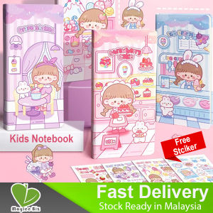 88 Sheets 176 Page Kid Cartoon Notebook Free stickers set soft paper material collage gift cute girl decorative childrens