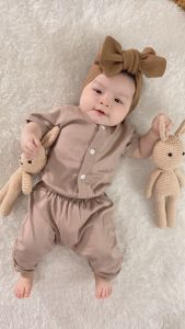TWO MIX - Setelan Bayi Bahan Kaos Katun Kombed 0-2 Tahun - Set Baju Bayi 4264