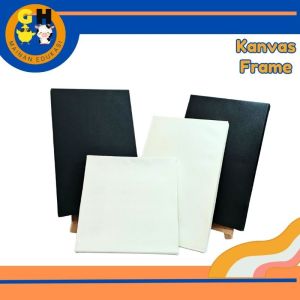 Canvas Lukis Putih 20x20 Hitam Oil dan Watercolor Kanvas Melukis Prakarya