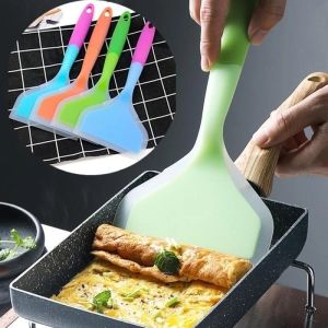 3PCS Tamagoyaki Shovel Turner Wide Silicone Spatula Heat Resistant Turners Silicone Nonstick Fried Shovel