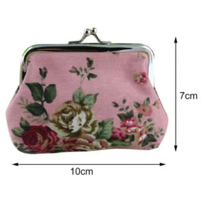 Lady Vintage Flower Print Fastener Wallet Women Canvas Purse Retro Mini Coin Purse Small Wallet