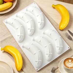 IFFINE 6-Cell Khuôn bánh mousse chuối Hình Quả Chuối Silicone cấp thực phẩm Khuôn nướng bánh Chất lượng cao Có thể tái sử dụng Khuôn sô cô la Nướng bánh tại nhà bếp