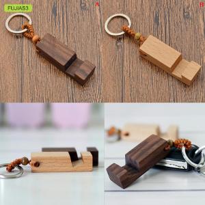 FUJIAS3 New retro wood phone holder stand pendant keychain car keyringfashion accessorie