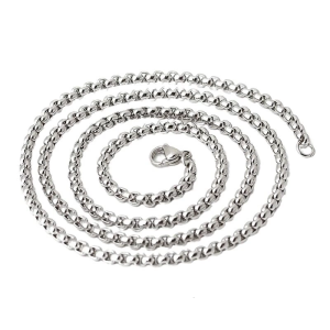 Hip Hop Square Pearls Chain Necklace For Men Modern Sturdy Stainless Steel Trendy Accessory