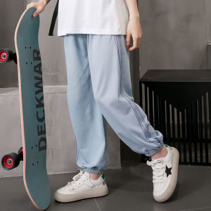 In Stock Childrens Pants Summer Thin Boys Long Pants Girls Mosquito-Repellent Pants Summer Baby Striped Casual Sports Pants Trendy