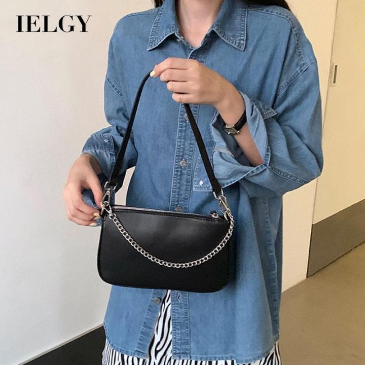IELGY%20Chain%20Black%20Women's%20bag%20One%20shoulder%20Broadband%20All-match%20Retro%20Zipper%20Crossbody%20-%20Image%209