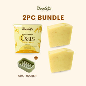 (Set of 2) + Free Soap Holder | Charlotte Organics Acne Clear Oats Solution Soap