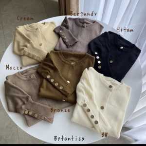 Cardigan Rajut Premium Gaya Korea dengan Kancing Emas - Ukuran Lengan Panjang