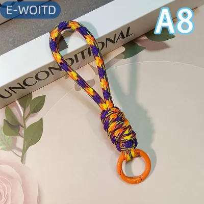 E-WOITD Paracord bện dệt Keychain dây buộc khóa khẩn cấp Survival bagpack vòng chìa khóa Vòng đeo tay dây đeo xe đính Key chủ