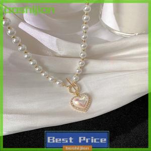 bashijian Korean Elegant Jewelry Necklace Ladies Rhinestone Heart Pendant