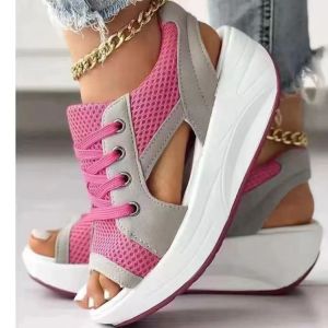 [Free Shipping] Summer WomenS Sandals With A Wavy Sole Platform Design Open-Toe Style And Straps Suitable For The Beach Size 43