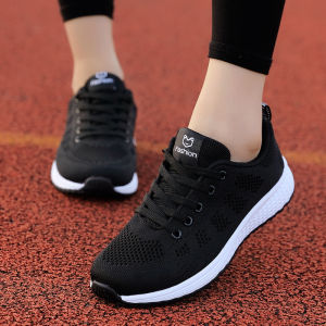 Women Korean Style Mesh Breathable Sneakers LightWeight Flat Leisurel Black Rubber Running Shoes For Women On Sale Jogging Shoes
