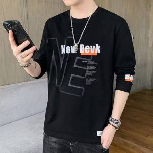 เสื้อยืดลําลองแฟชั่นสําหรับผู้ชายเสื้อยืดแขนยาวคอกลมพิมพ์ลายทันสมัย สุดเท่ห์ TSH-075Man Clothing ลำลอง