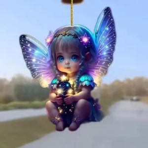 4PCS Magic Elf Car Pendant Cute Angel Acrylic Car Rearview Mirror Hanging Decoration Keychain Accessories