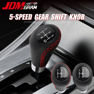 JDMGRAM 5 Speed Car Gear Knob PU Leather Manual Shifter Boot Stick Auto Universal Shift Lever Handle Stitching Automobile Interior Accessories