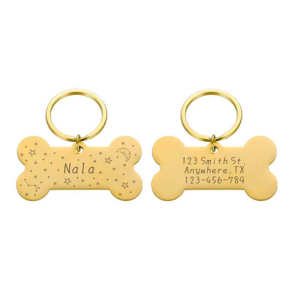 Gold dog outlet tags for dogs