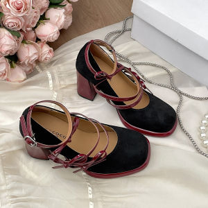 Free Shipping WomenS Chunky-Heeled Red-Soled High Heels 2026 New Spring/Autumn Collection Designed To Be Worn With Dresses Shallow-Toe Pumps And Thick Soles