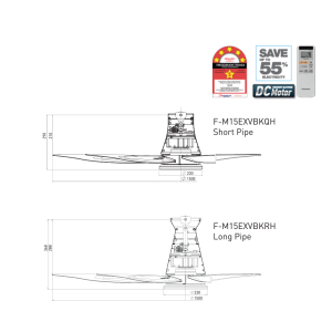 PANASONIC CEILING FAN AURA SERIES 5-BLADE F-M15EX 60" SHORT