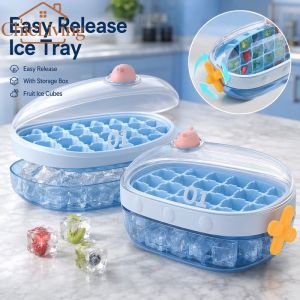 ChicLiving Silicone Ice Cube Tray With Lid Easy Release Mold For Cocktail Coffee Whiskey Beer Juice Baby Food Kitchen Tool