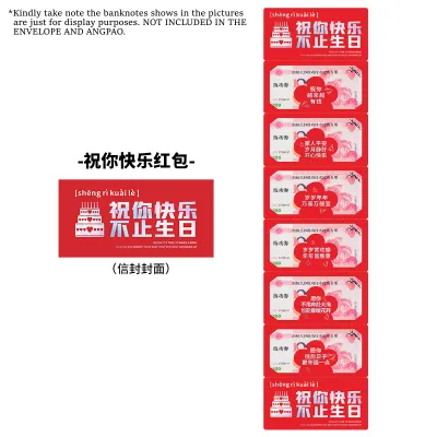 Creative Happy Birthday 6 Slots Foldable Large Red Packet Angpao Envelope Angpau Wishes Card Gift Idea Angpow 生日祝福系列折叠红包