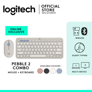 Pebble 2 Slim Multi-Device Bluetooth Wireless Keyboard and Mouse Combo PC Mac Laptop